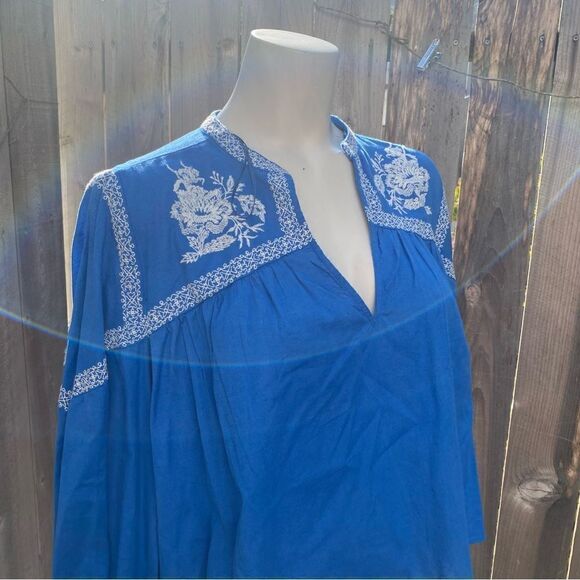 Zara blue EMBROIDERED blouse size XS New - Picture 7 of 11